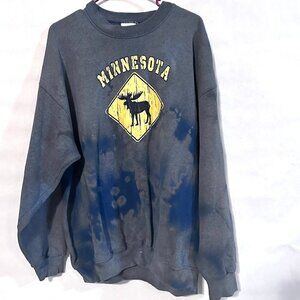 Bike Skateboard Punk Distressed Sweatshirt Crewneck Minnesota Tie dyed XL